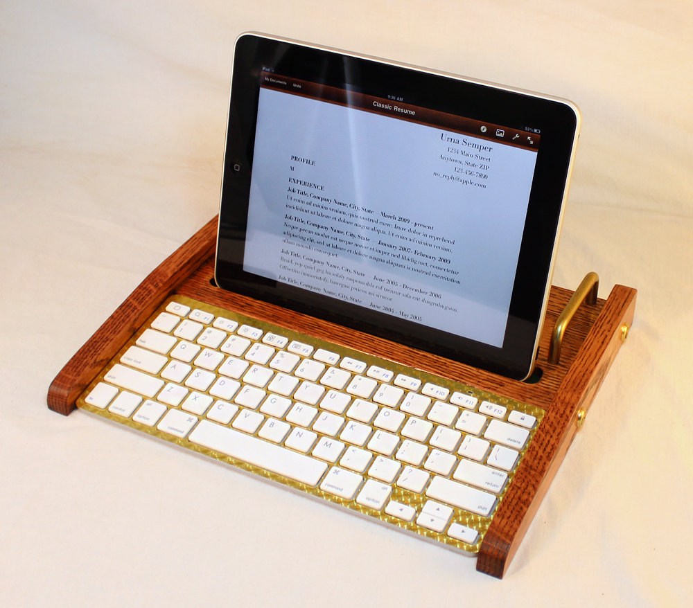 Ipad Workstation - Keyboard - Tablet Dock - Oak - Ipad, Iphone, Tablet Bluetooth Keyboard Computer Desktop Workstation