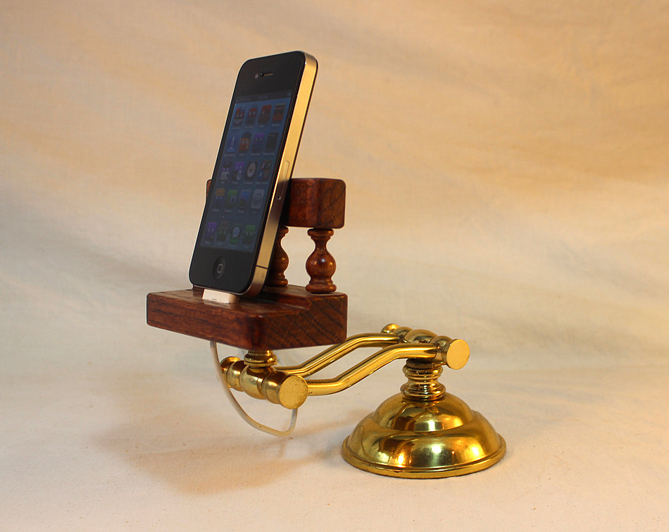 Iphone - Ipod - Dock - Sync And Charging Station- Oak - Wing Arm Style- Adjustable (yes For The Iphone ) Ooak