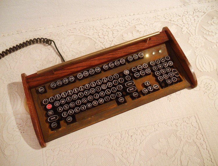 Antique Looking -ibm Clicky Keyboard-victorian Steampunk- Rusty Styling- Typewriter - Recycled, Rebuilt, Custom Built And Restored