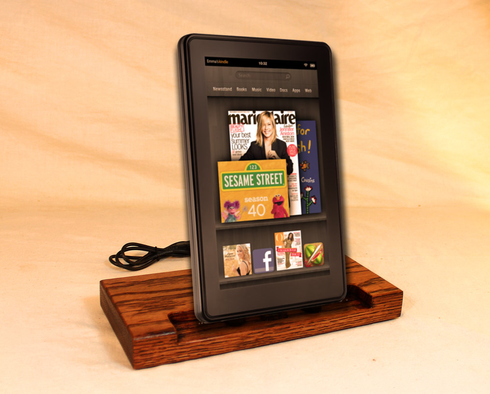 Kindle Fire - Ereader - Charger And Sync Station - Oak - Brass Style V1 Kindle Dock Touch